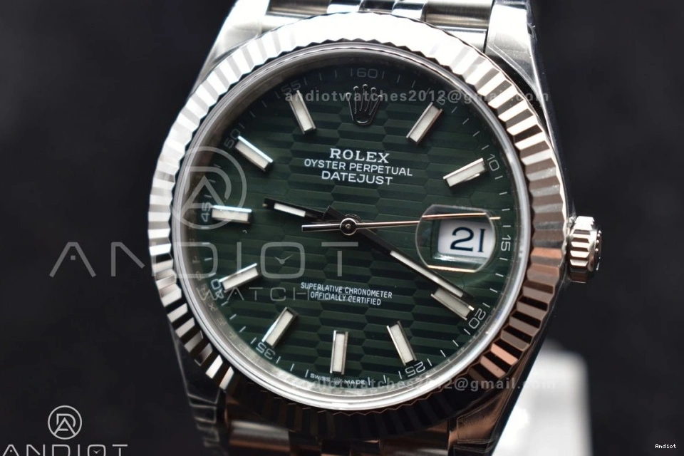 1:1 Fluted Green 904L VSF 41 VS3235 DateJust Steel Dial Bracelet Best Textured 126334 Jubilee Edition on Bezel 0419